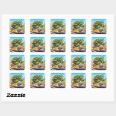 Snelle Schildpad Sprinter Atletische Hardloper Vierkante Sticker (Vel)