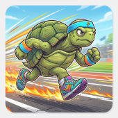 Snelle Schildpad Sprinter Atletische Hardloper Vierkante Sticker (Voorkant)