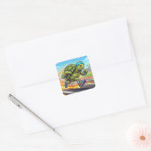 Snelle Schildpad Sprinter Atletische Hardloper Vierkante Sticker (Envelop)