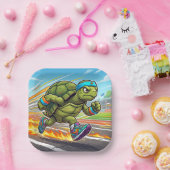 Snelle Schildpad Sprinter Atletische Renner Papieren Bordje (Feest)