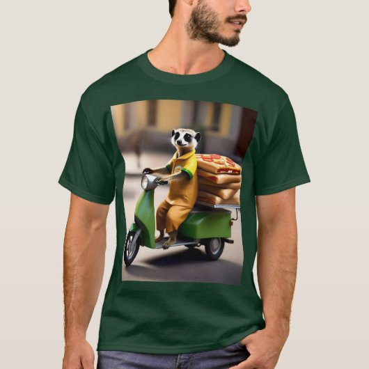 Snelle service: Meerkat levert pizza in Tuk-tuk T-shirt (Voorkant)