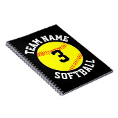 Snelle Softbal Teamnaam & Spelernummer Sport Notitieboek (Rechterzijde)