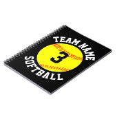 Snelle Softbal Teamnaam & Spelernummer Sport Notitieboek (Linkerzijde)
