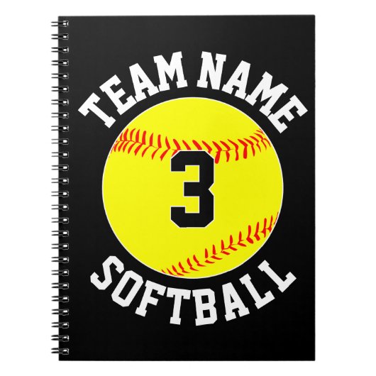 Snelle Softbal Teamnaam & Spelernummer Sport Notitieboek (Voorkant)