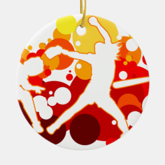 Snelle softbalspelers van de Pitch Keramisch Ornament