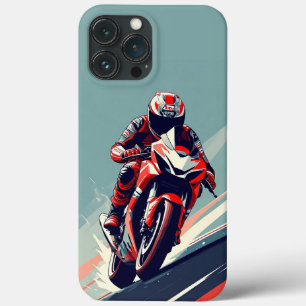Snelle sportieve motorrijder langs een kronkelende Case-Mate iPhone case
