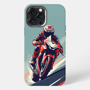 Snelle sportieve motorrijder langs een kronkelende iPhone 13 pro max hoesje