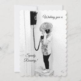 Snelle Terugwinning, Kind, Oude Telefoon, Art. B&W Feestdagenkaart