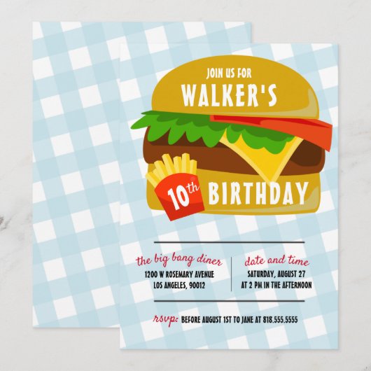 Snelle uitnodiging voor voedselverjaardag (Voorkant / Achterkant)