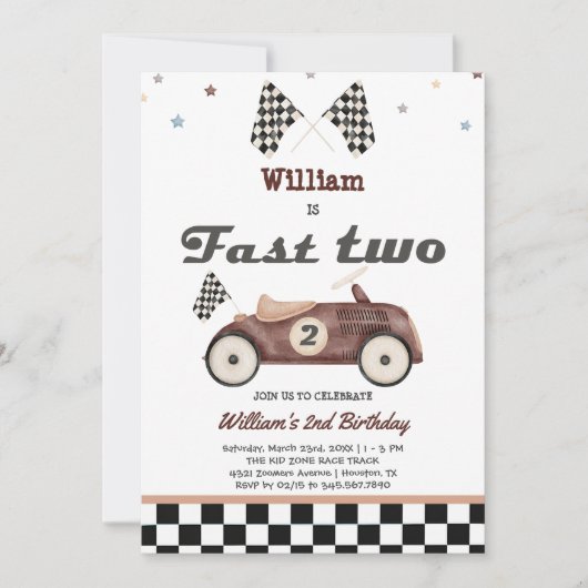 Snelle uitnodigingen voor twee  kattenauto's op za (Voorkant)