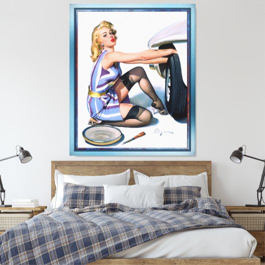 Snelle verandering door Gil Elvgren Canvas Afdruk (Insitu (Slaapkamer))