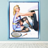 Snelle verandering door Gil Elvgren Canvas Afdruk (Insitu (Houten vloer))