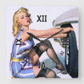 Snelle verandering door Gil Elvgren Vierkante Klok (Voorkant)