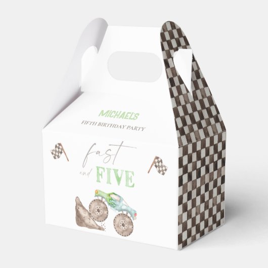 Snelle Vijf Monster Vrachtwagen Verjaardag Favor G Bedankdoosjes (Achterkant)