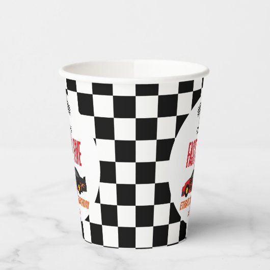 Snelle & Vijf Rode Vlam Race Auto 5e Verjaardagsfe Papieren Bekers (Links)