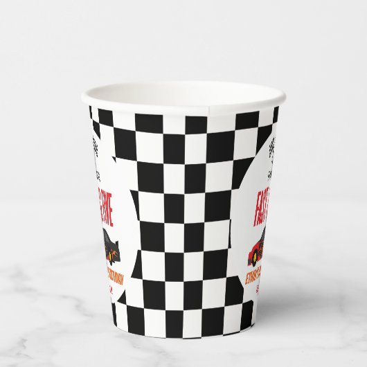 Snelle & Vijf Rode Vlam Race Auto 5e Verjaardagsfe Papieren Bekers (Rechts)