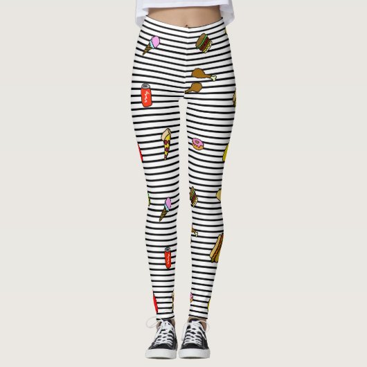 Snelle Voedsel Gestreepte Leggings (Voorkant)
