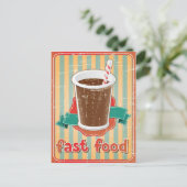 Snelle voedselachtergrond met drink in retro-stijl briefkaart (Staand voorkant)