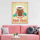 Snelle voedselachtergrond met drink in retro-stijl canvas afdruk (Insitu (Woonkamer))