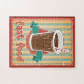 Snelle voedselachtergrond met drink in retro-stijl legpuzzel (Horizontaal)