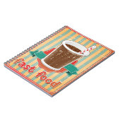 Snelle voedselachtergrond met drink in retro-stijl notitieboek (Linkerzijde)