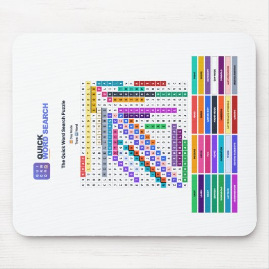 Snelle Woordzoekpuzzel Muismat Dagmodus (Voorkant)