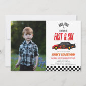Snelle & Zes Rode Vlam Race Auto 6e Verjaardagsfee Kaart (Voorkant)