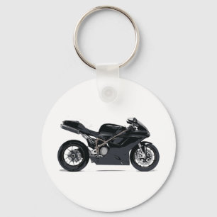 Snelle zwarte motorfiets sleutelhanger