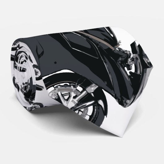 Snelle zwarte motorfiets stropdas (Opgerold)