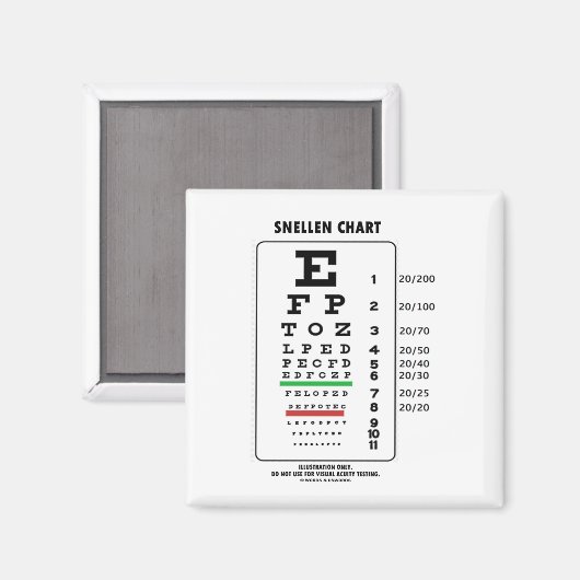 Snellen Chart (Medische visuele scherpte testen) Magneet (Voorkant / Achterkant)