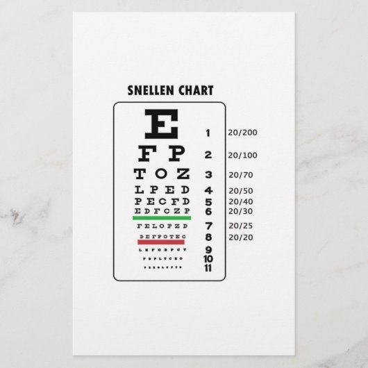 Snellen Chart (Oogonderzoekgrafiek) Briefpapier (Voorkant)