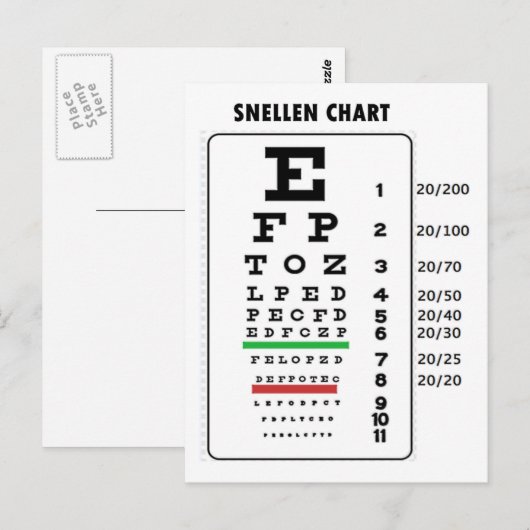 Snellen-diagram (generiek visdiagram) briefkaart (Voorkant / Achterkant)