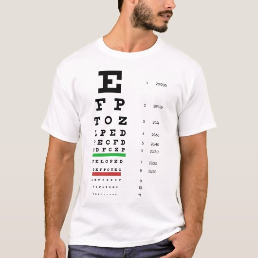 Snellen Eye Chart Basic T-Shirt (Voorkant)