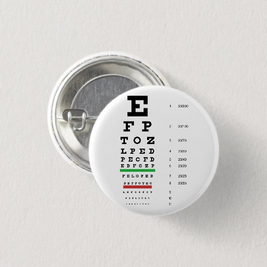 Snellen Eye Chart Button (Voorkant /achterkant)