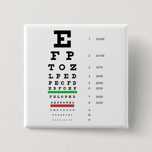 Snellen Eye Chart Button (Voorkant)