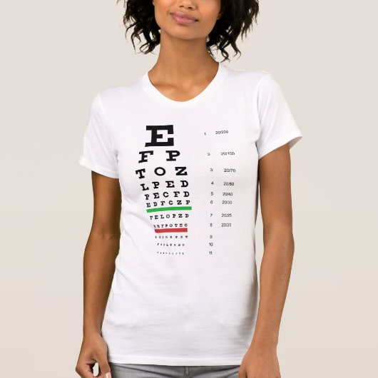 Snellen Eye Chart Dames Petite T-Shirt (Voorkant)