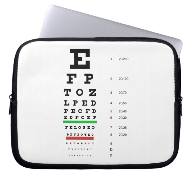 Snellen Eye Chart-laptophoes Laptop Sleeve (Voorkant)
