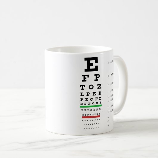 Snellen Eye Chart Mok (Voorkant rechts)