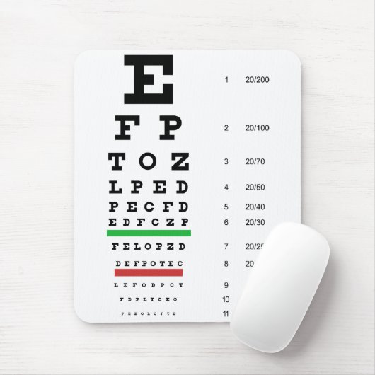 Snellen Eye Chart Mousepad Muismat (Met muis)