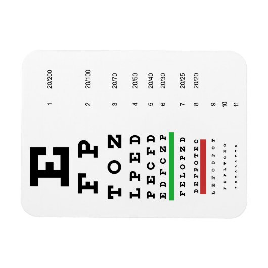 Snellen Eye Chart Premium Magnet Magneet (Horizontaal)