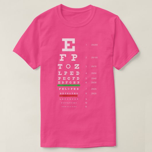 Snellen Eye Chart Test T-shirt (Design voorkant)