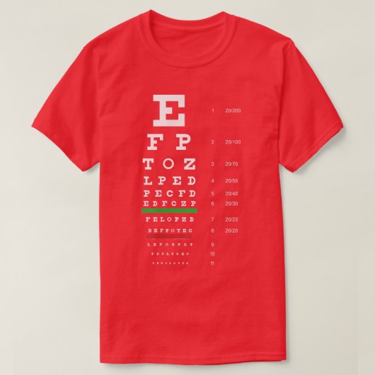 Snellen Eye Chart Test T-shirt (Design voorkant)