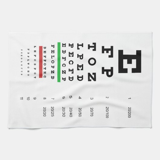 Snellen Eye Chart Theedoek (Horizontaal)