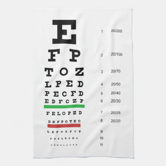 Snellen Eye Chart Theedoek (Verticaal)