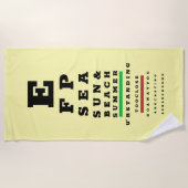 Snellen-overzicht van de grappige oogtest van Opto Strandlaken (Voorkant)