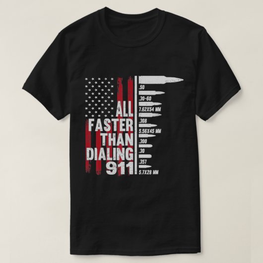 Sneller dan het draaien van de 911 Amerikaanse vla T-shirt (Design voorkant)