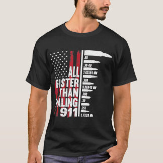 Sneller dan het draaien van de 911 Amerikaanse vla T-shirt