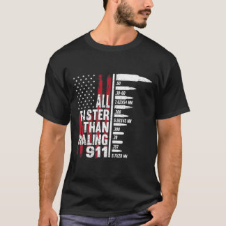 Sneller dan het draaien van de 911 Amerikaanse vla T-shirt
