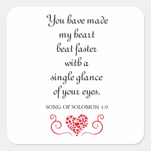 Sneller hartslag | Romantische Bijbelprijs Vierkante Sticker (Voorkant)