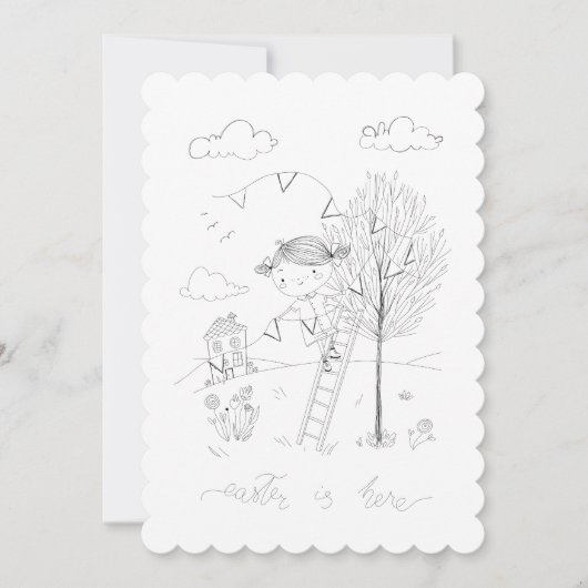 Sneller is hier inkttekening feestdagenkaart (Voorkant)